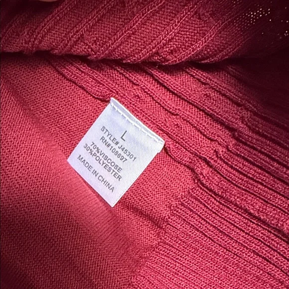 Burgundy Cardigan sweater  with Cream Collar size L - Picture 5 of 8